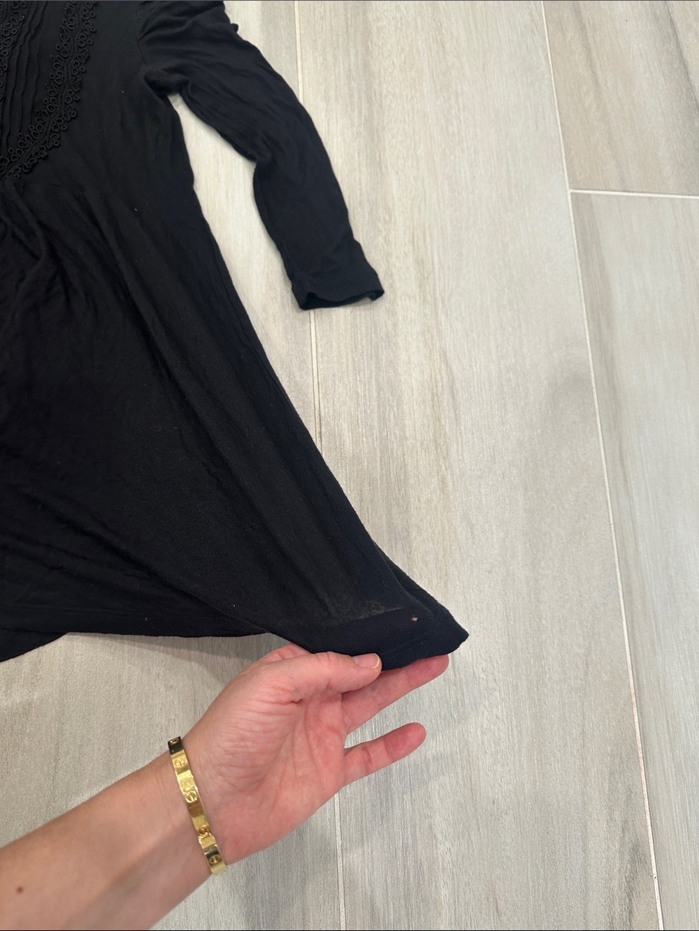Free People XS Black 3/4 Sleeve Tunic with Button-Front Detail - Picture 8 of 12